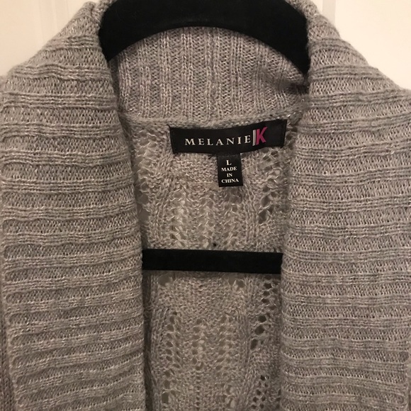 Lace Back Gray Cardigan - Picture 2 of 5